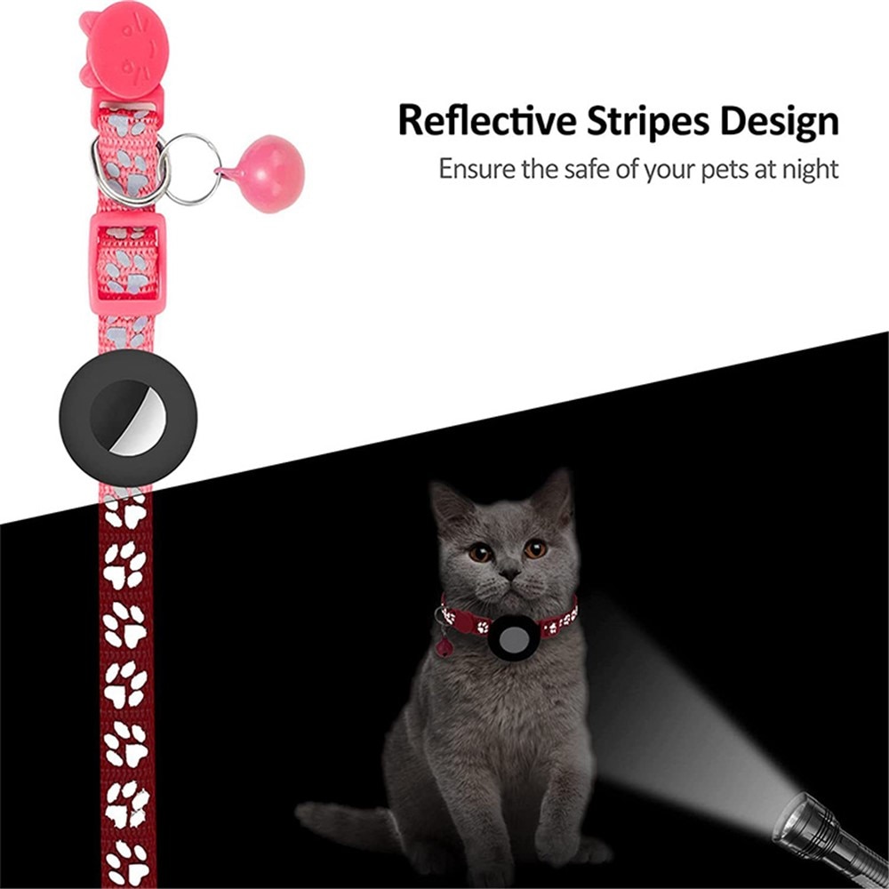 Apple AirTag Katt Halsbånd Reflekterende potetrykk  Rosa