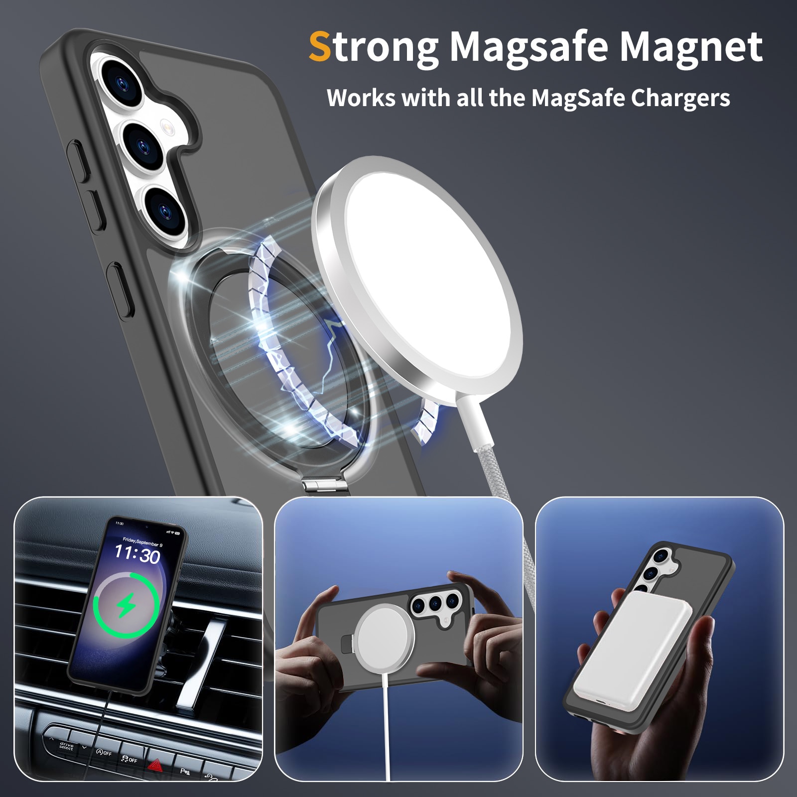 Hybriddeksel Magnetic Ring Samsung Galaxy S24 Svart