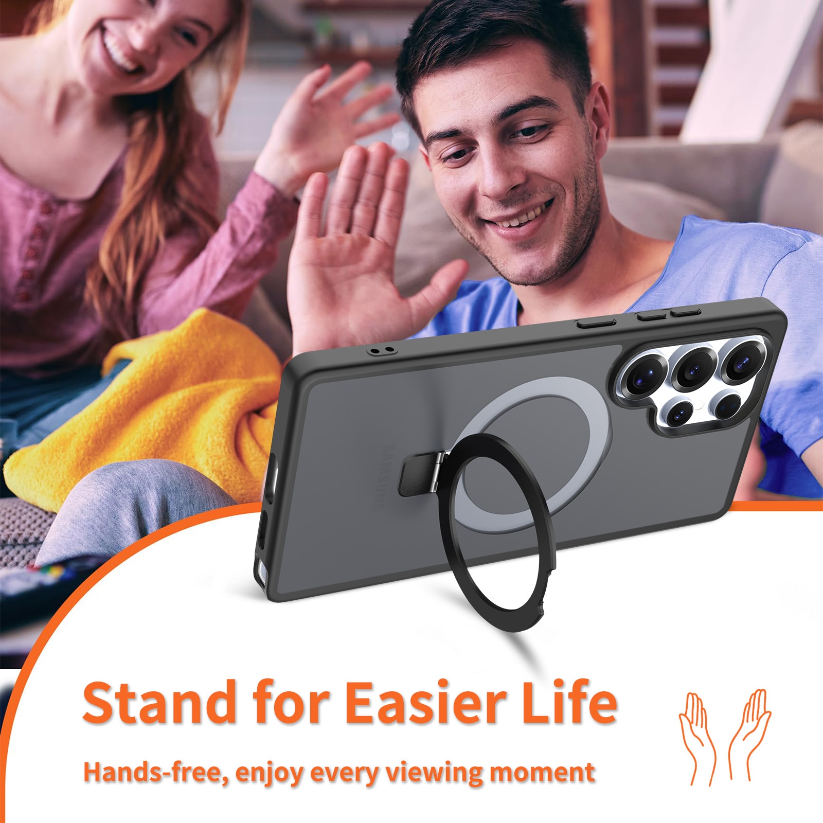 Hybriddeksel Magnetic Ring Samsung Galaxy S25 Ultra Svart