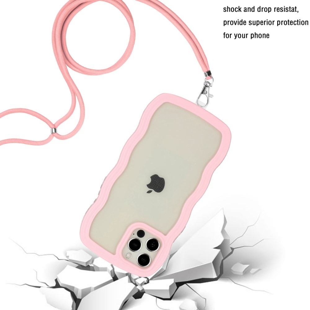 Wavy Edge Deksel Halskjede iPhone 12/12 Pro rosa