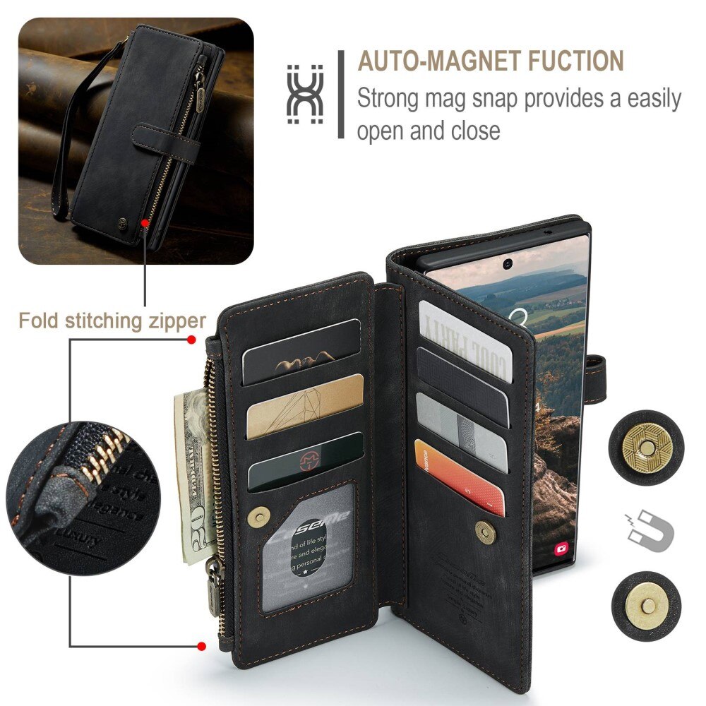 Zipper Wallet Samsung Galaxy S22 Ultra svart