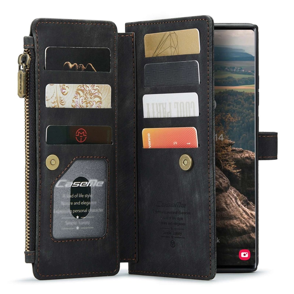 Zipper Wallet Samsung Galaxy S22 Ultra svart