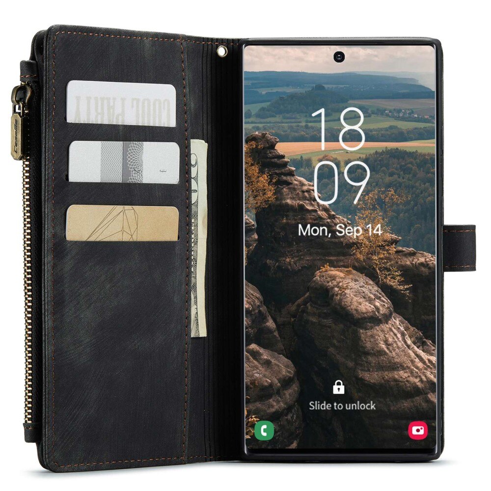 Zipper Wallet Samsung Galaxy S22 Ultra Svart