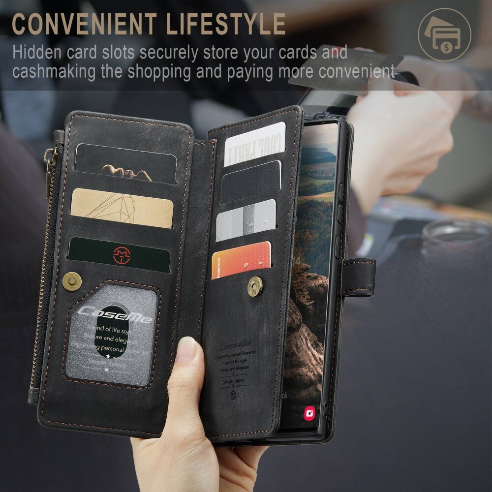 Zipper Wallet Samsung Galaxy S22 Ultra svart