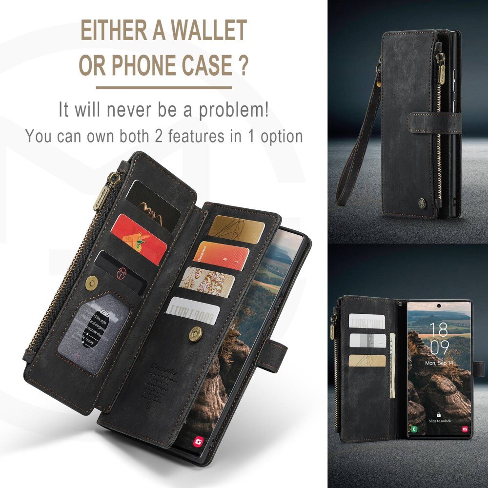 Zipper Wallet Samsung Galaxy S22 Ultra svart