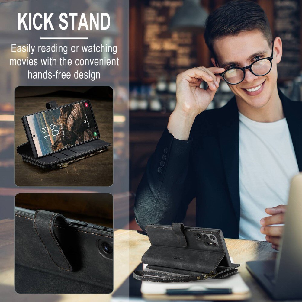 Zipper Wallet Samsung Galaxy S22 Ultra Svart