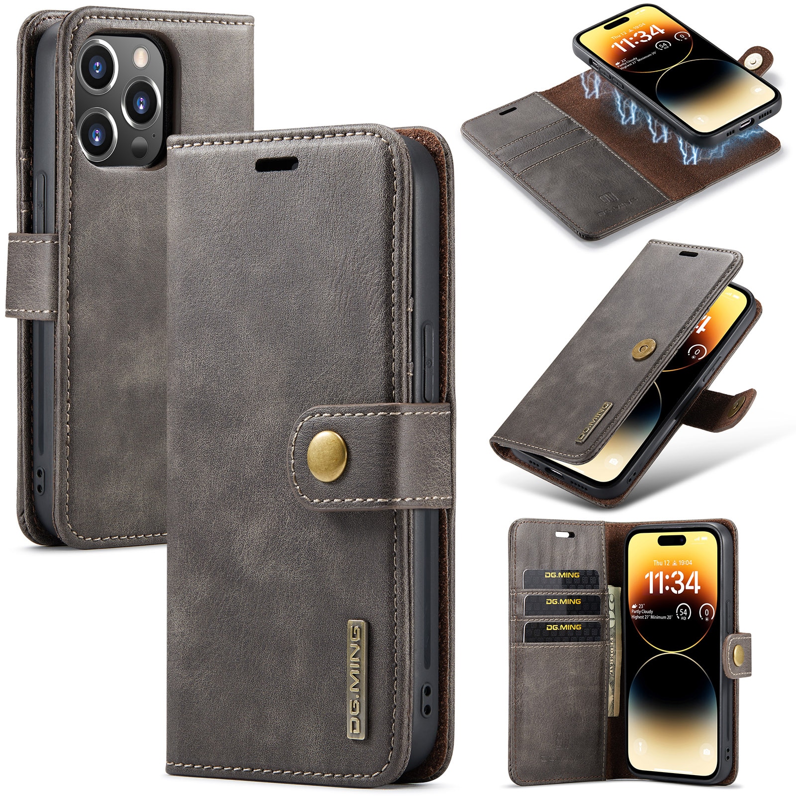 Magnet Wallet iPhone 15 Pro Brown