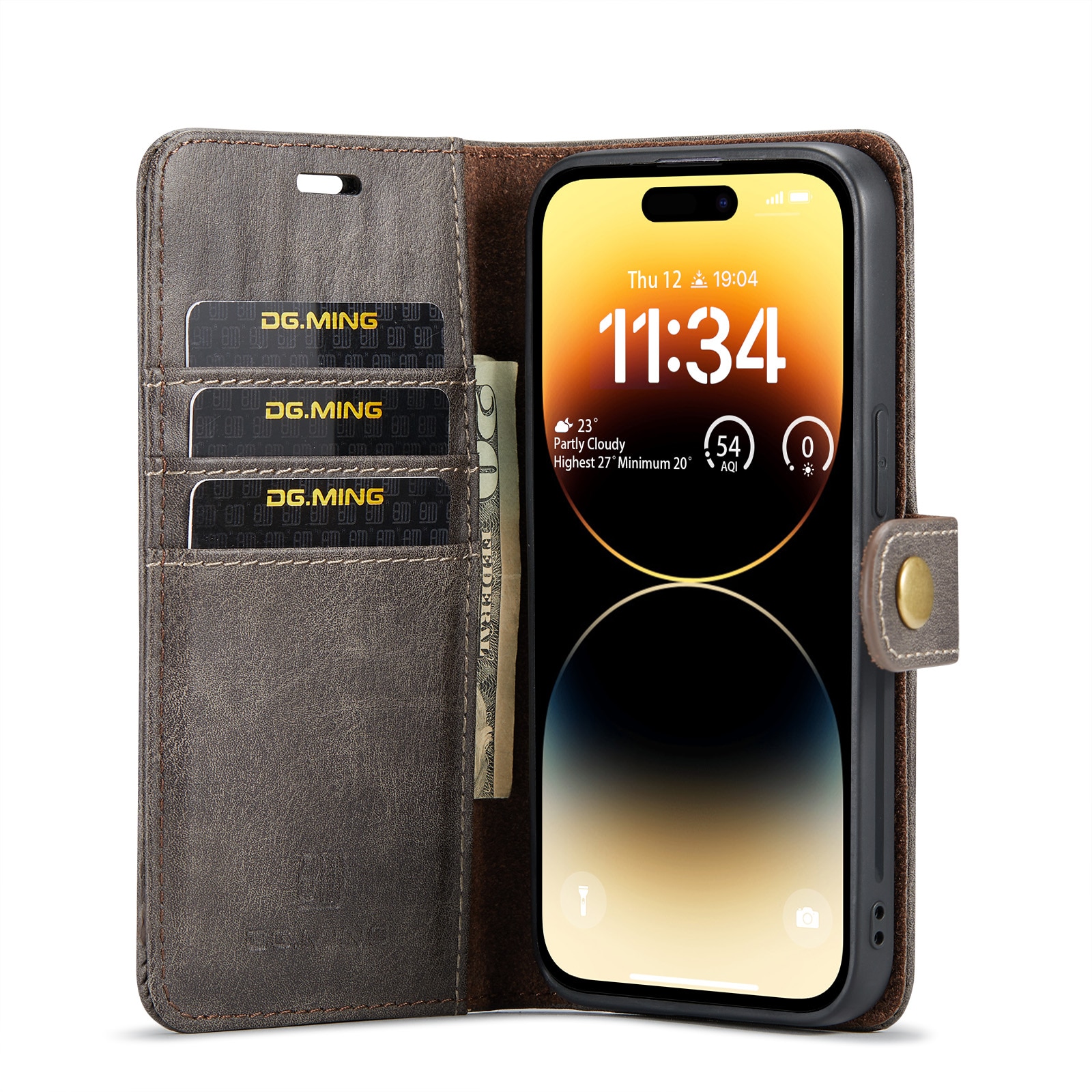 Magnet Wallet iPhone 15 Pro Brown