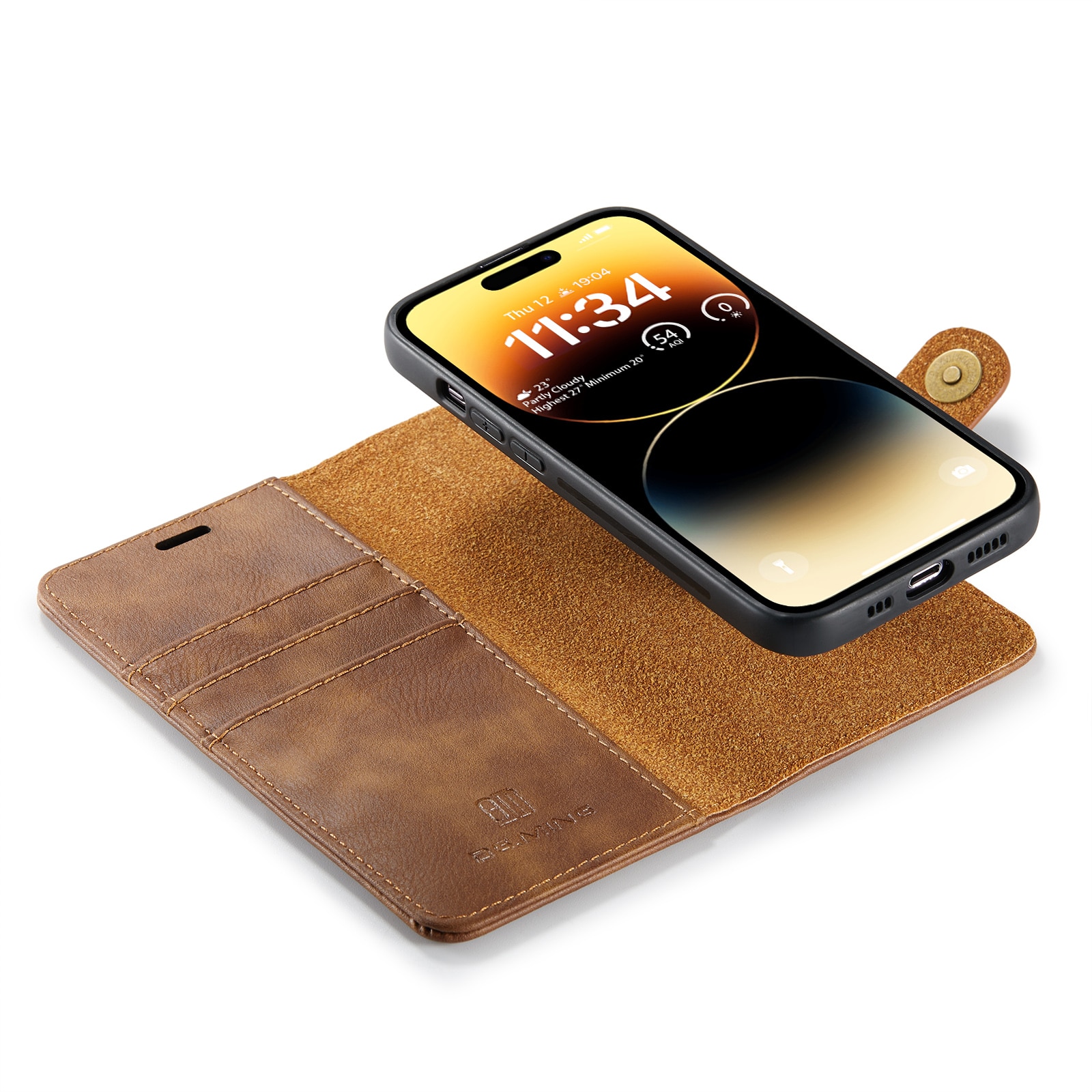 Magnet Wallet iPhone 15 Pro Cognac