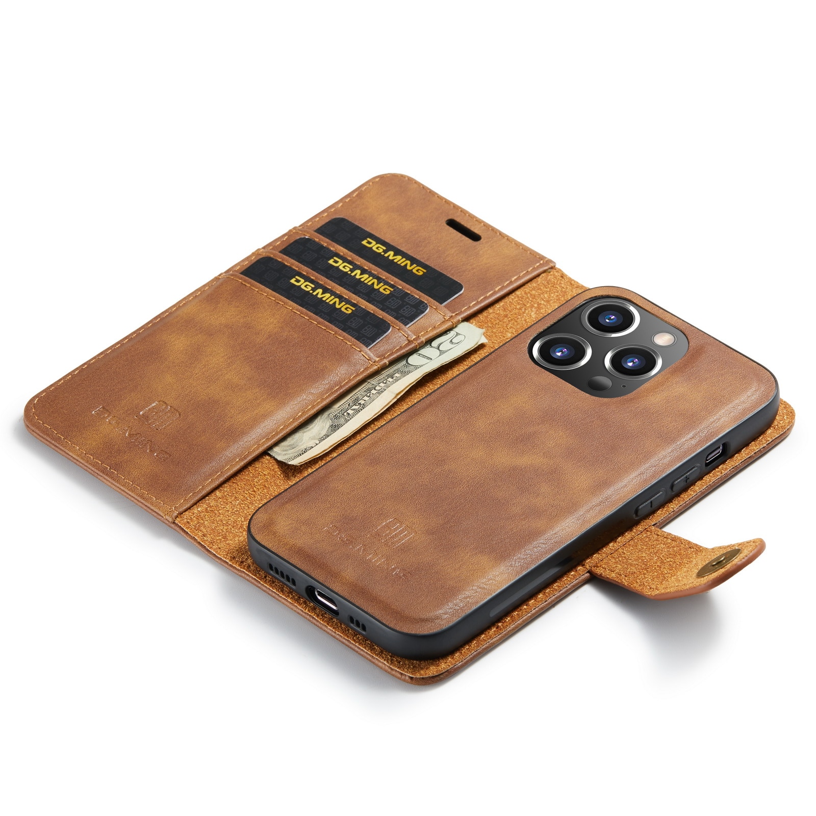 Magnet Wallet iPhone 15 Pro Cognac