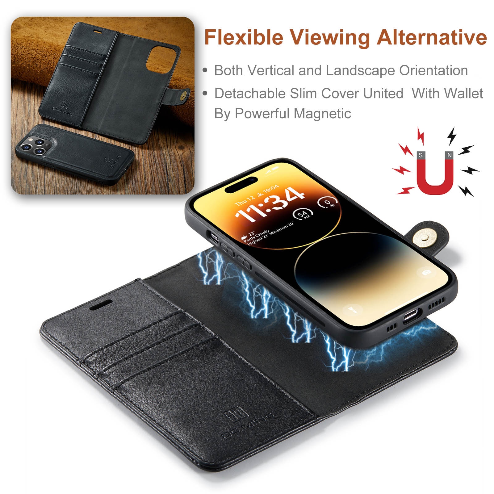 Magnet Wallet iPhone 15 Pro Black