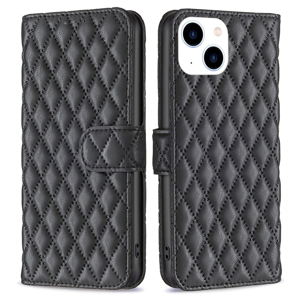 Lommebokdeksel iPhone 14 Quilted svart