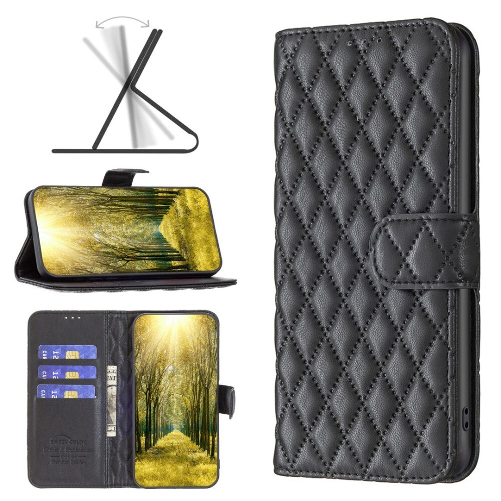 Lommebokdeksel iPhone 14 Quilted svart