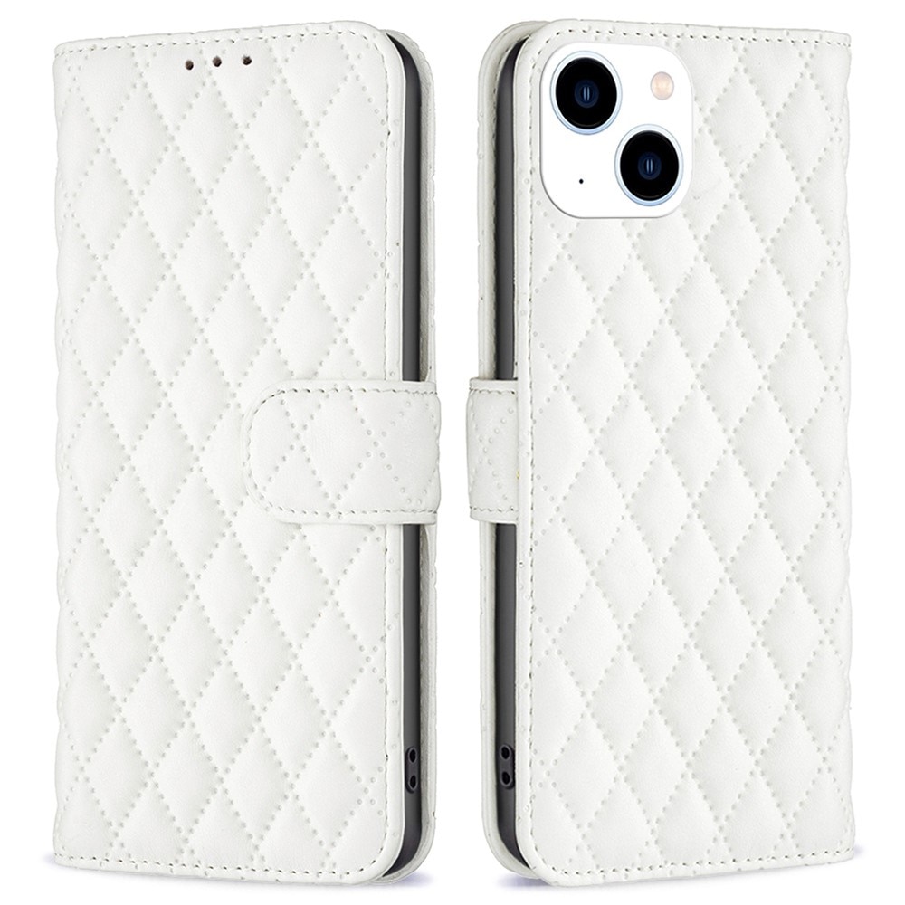 Lommebokdeksel iPhone 14 Quilted hvit