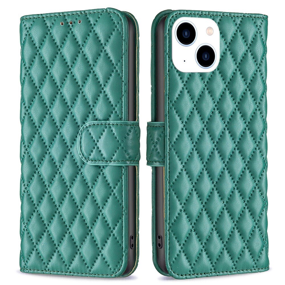 Lommebokdeksel iPhone 14 Quilted grønn