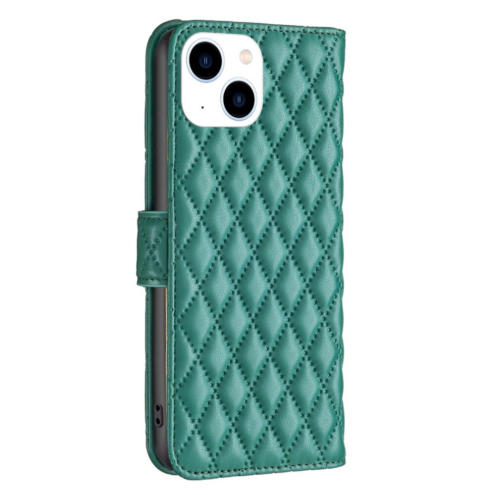 Lommebokdeksel iPhone 14 Quilted grønn