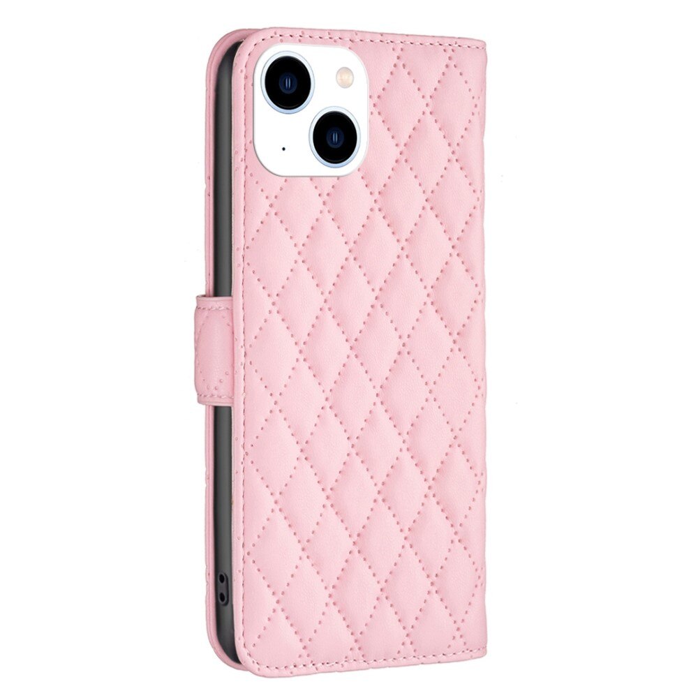 Lommebokdeksel iPhone 14 Quilted rosa