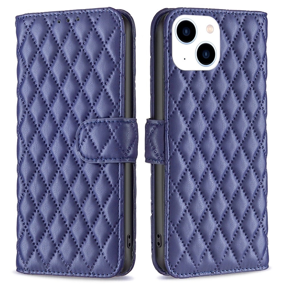 Lommebokdeksel iPhone 14 Quilted blå