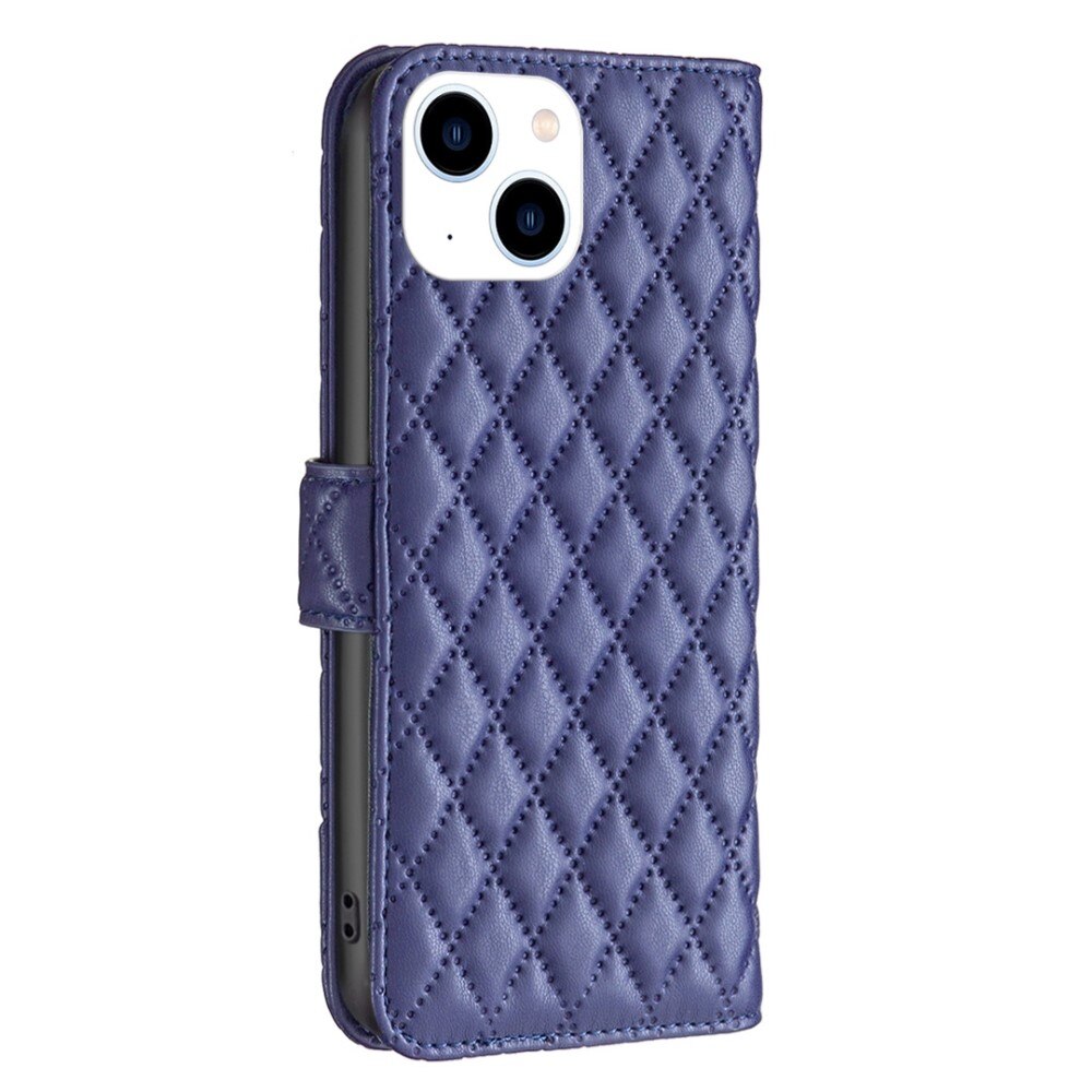 Lommebokdeksel iPhone 14 Quilted blå