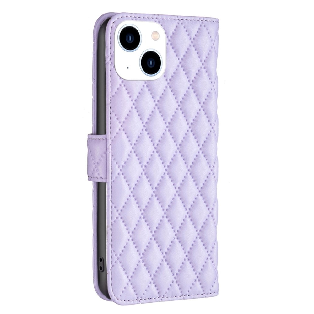 Lommebokdeksel iPhone 14 Quilted lilla