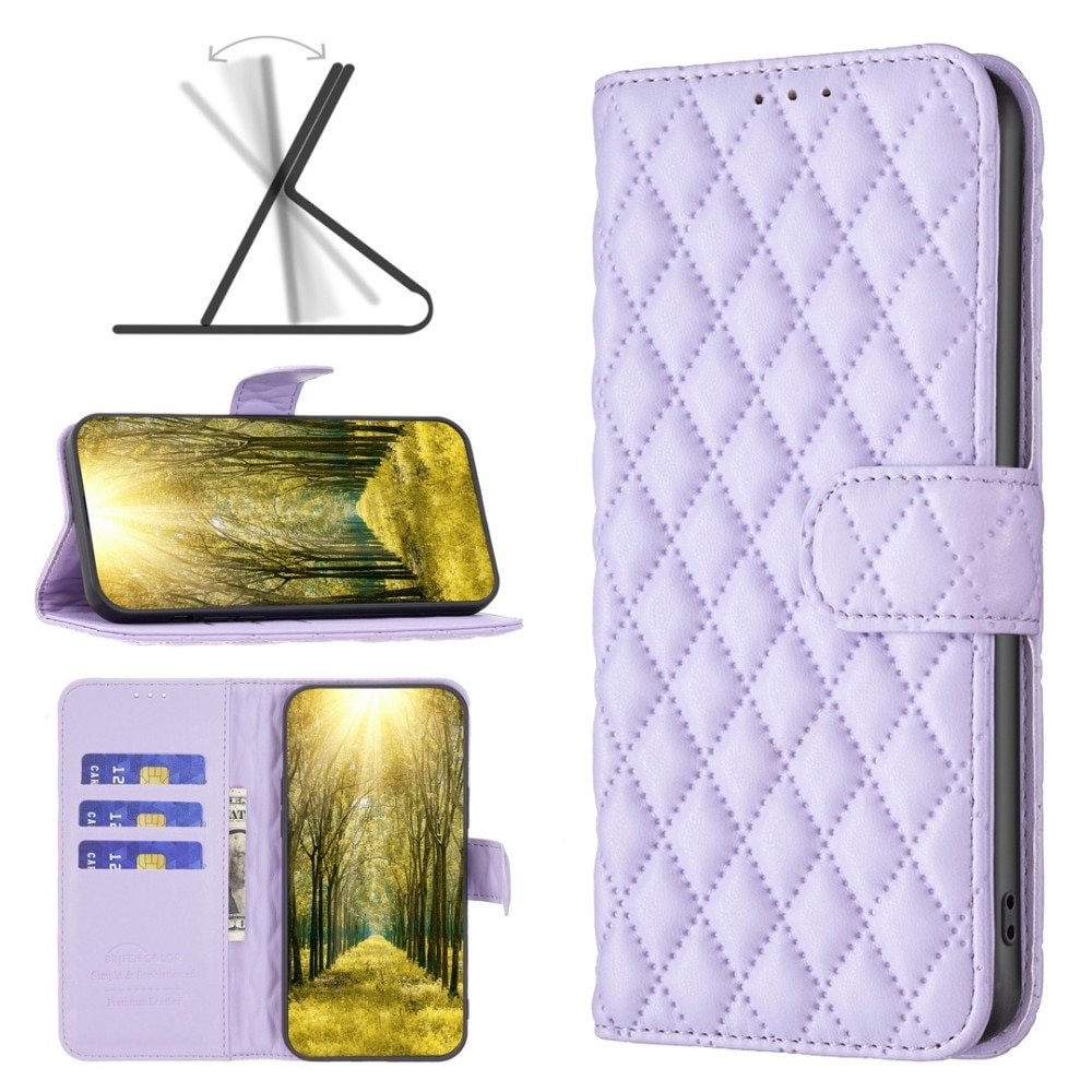 Lommebokdeksel iPhone 14 Quilted lilla