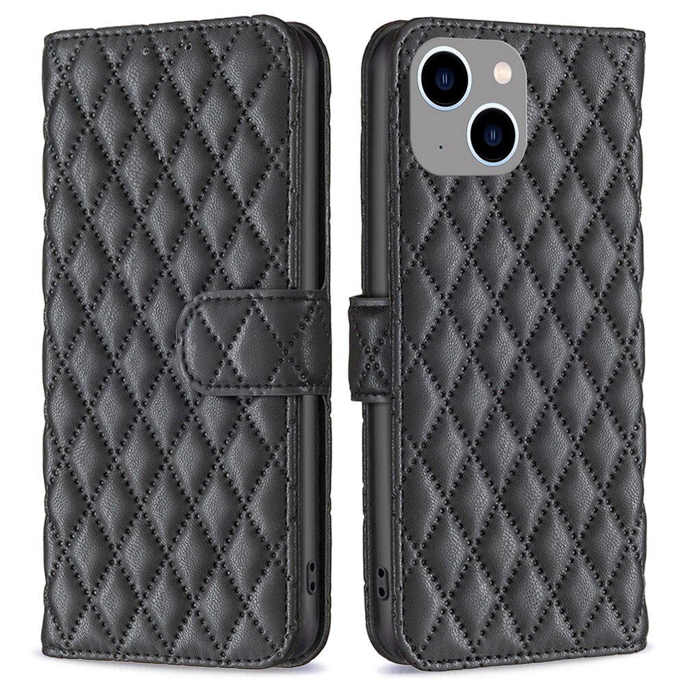 Lommebokdeksel iPhone 14 Plus Quilted svart