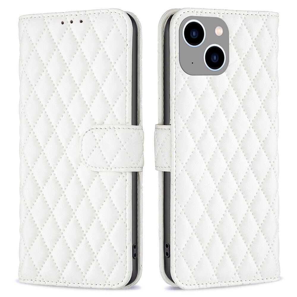 Lommebokdeksel iPhone 14 Plus Quilted hvit