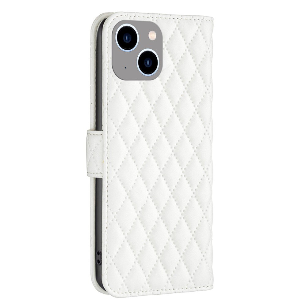 Lommebokdeksel iPhone 14 Plus Quilted hvit