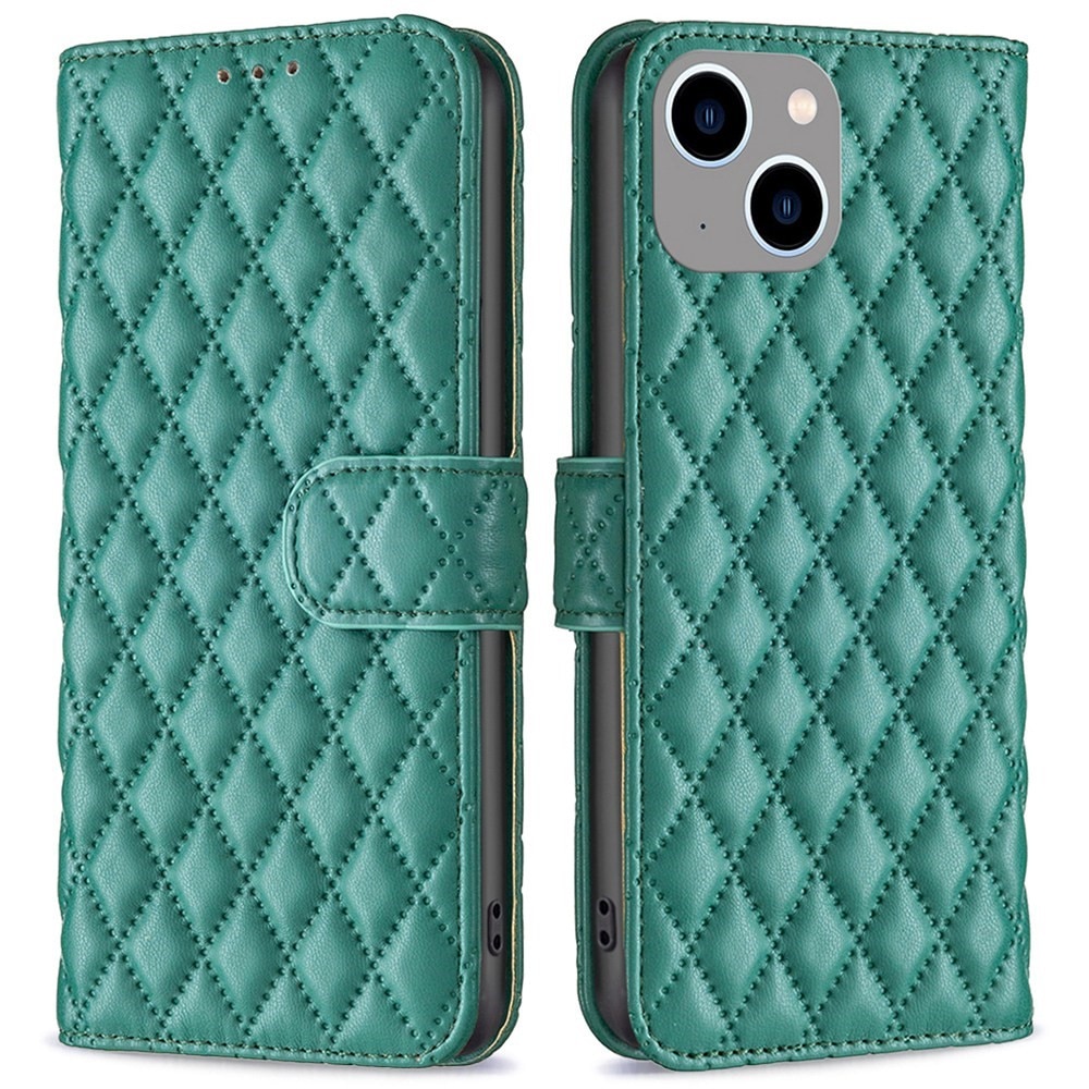 Lommebokdeksel iPhone 14 Plus Quilted grønn