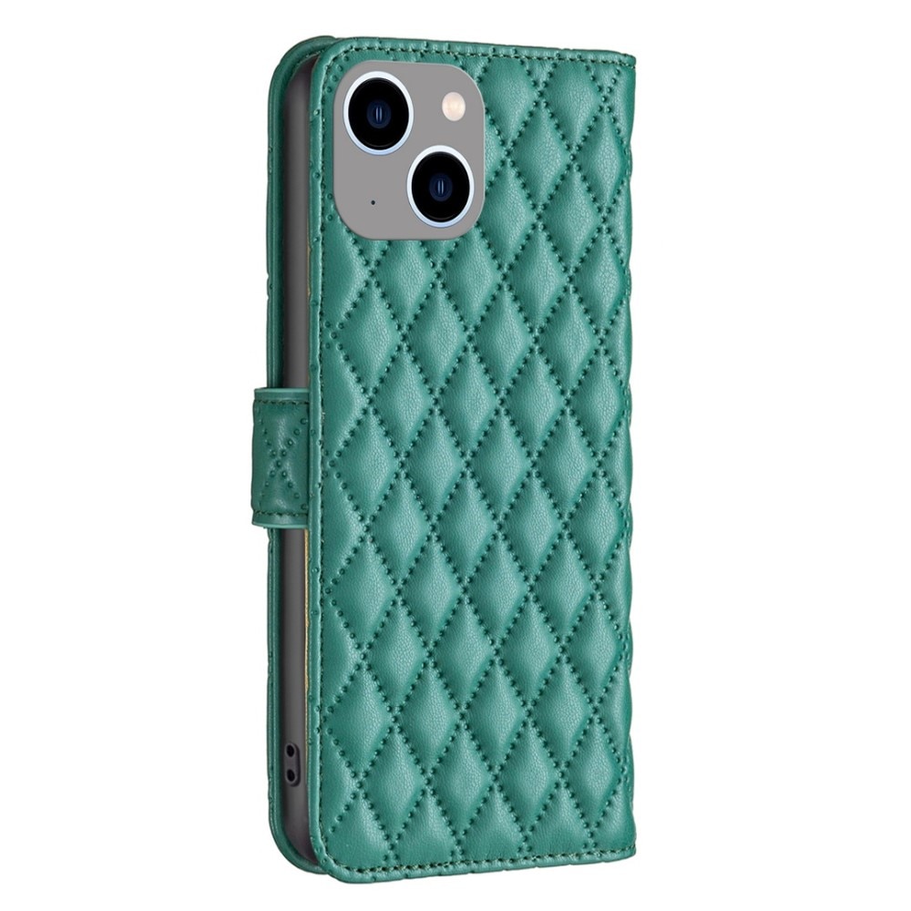 Lommebokdeksel iPhone 14 Plus Quilted grønn