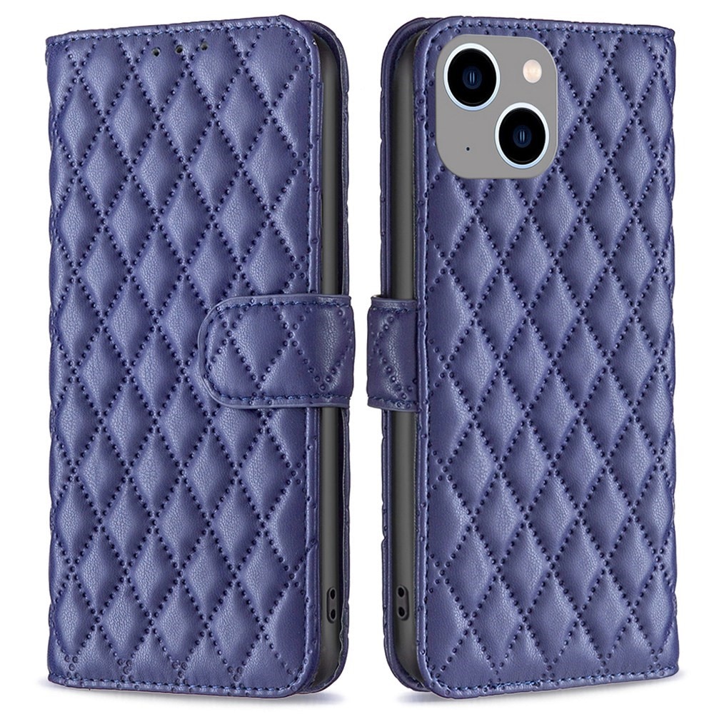 Lommebokdeksel iPhone 14 Plus Quilted blå