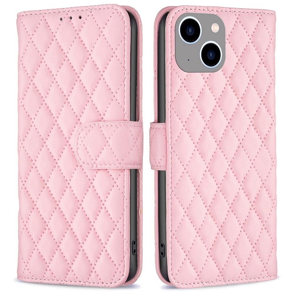 Lommebokdeksel iPhone 14 Plus Quilted rosa