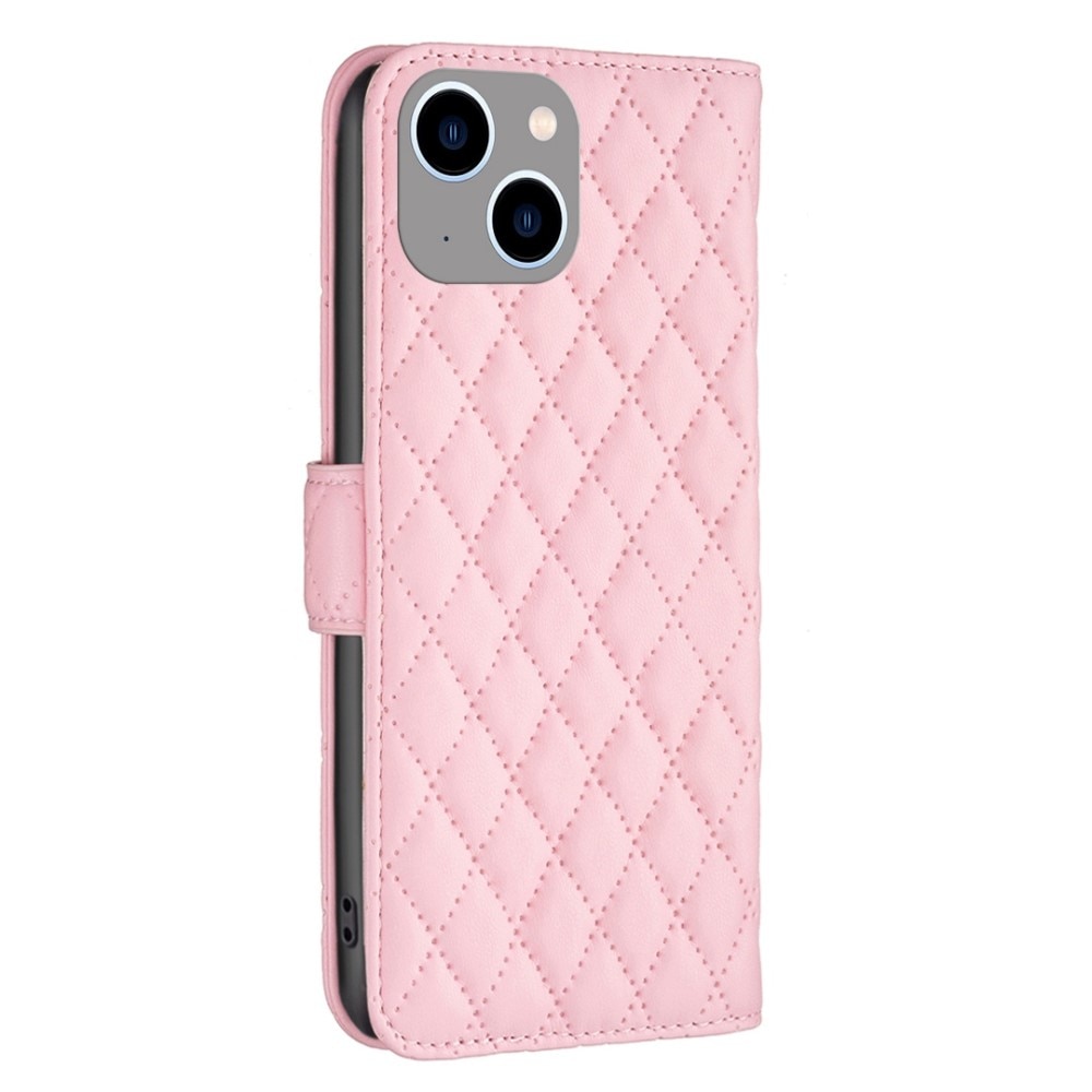 Lommebokdeksel iPhone 14 Plus Quilted rosa