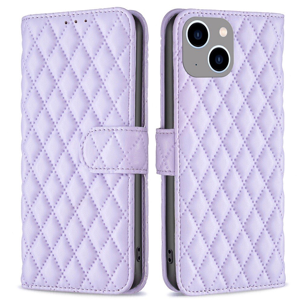 Lommebokdeksel iPhone 14 Plus Quilted lilla