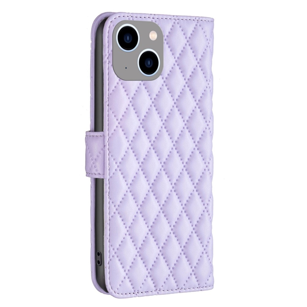 Lommebokdeksel iPhone 14 Plus Quilted lilla