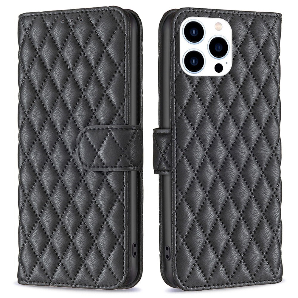 Lommebokdeksel iPhone 14 Pro Quilted svart