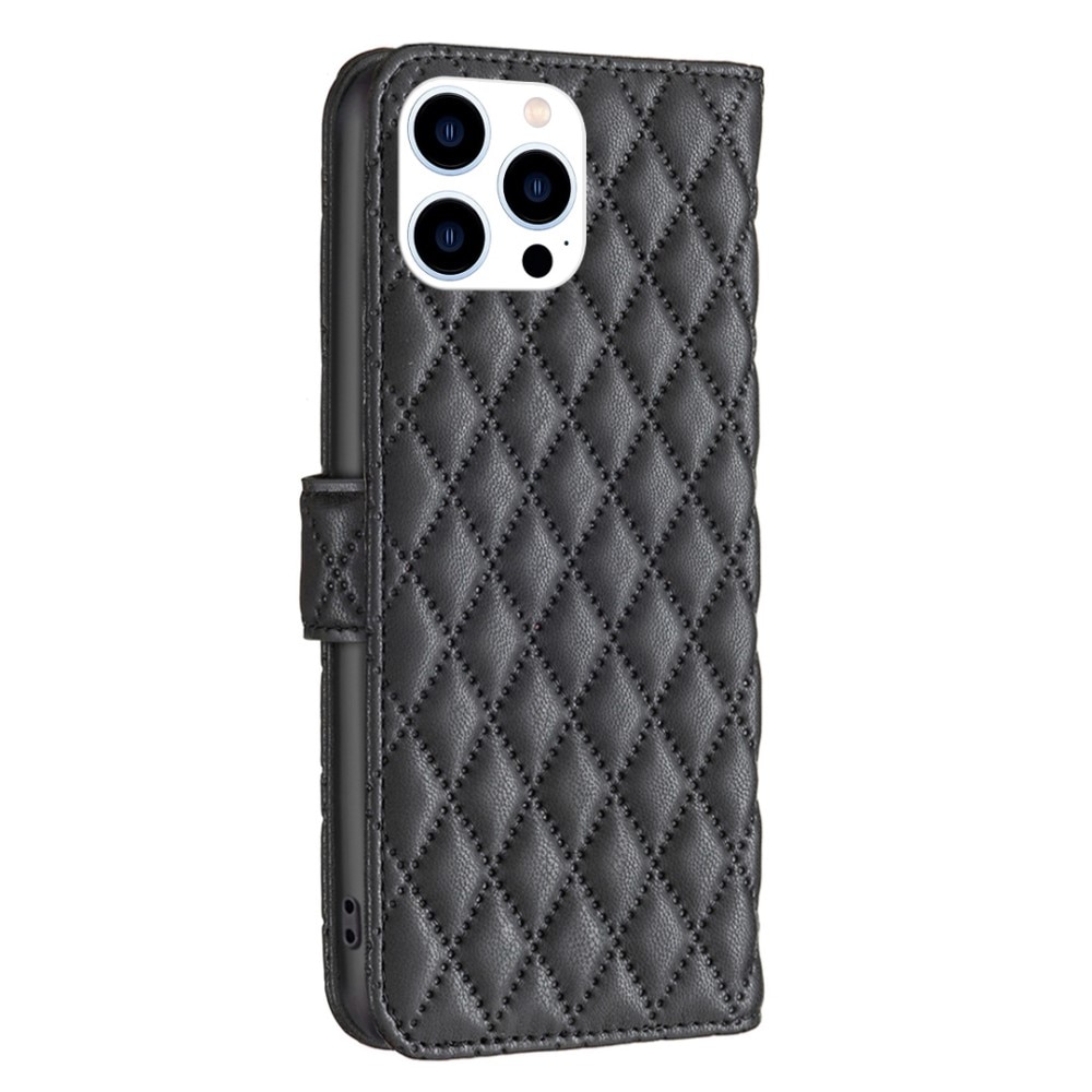 Lommebokdeksel iPhone 14 Pro Quilted svart