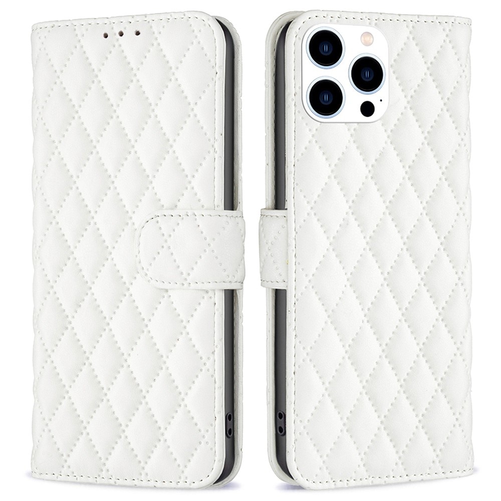 Lommebokdeksel iPhone 14 Pro Quilted hvit