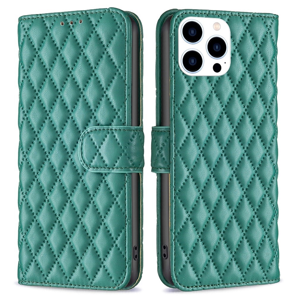 Lommebokdeksel iPhone 14 Pro Quilted grønn