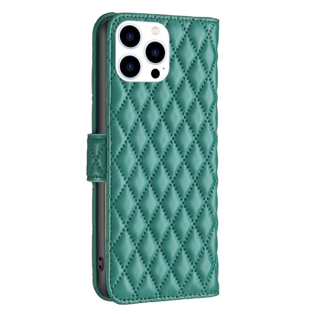 Lommebokdeksel iPhone 14 Pro Quilted grønn