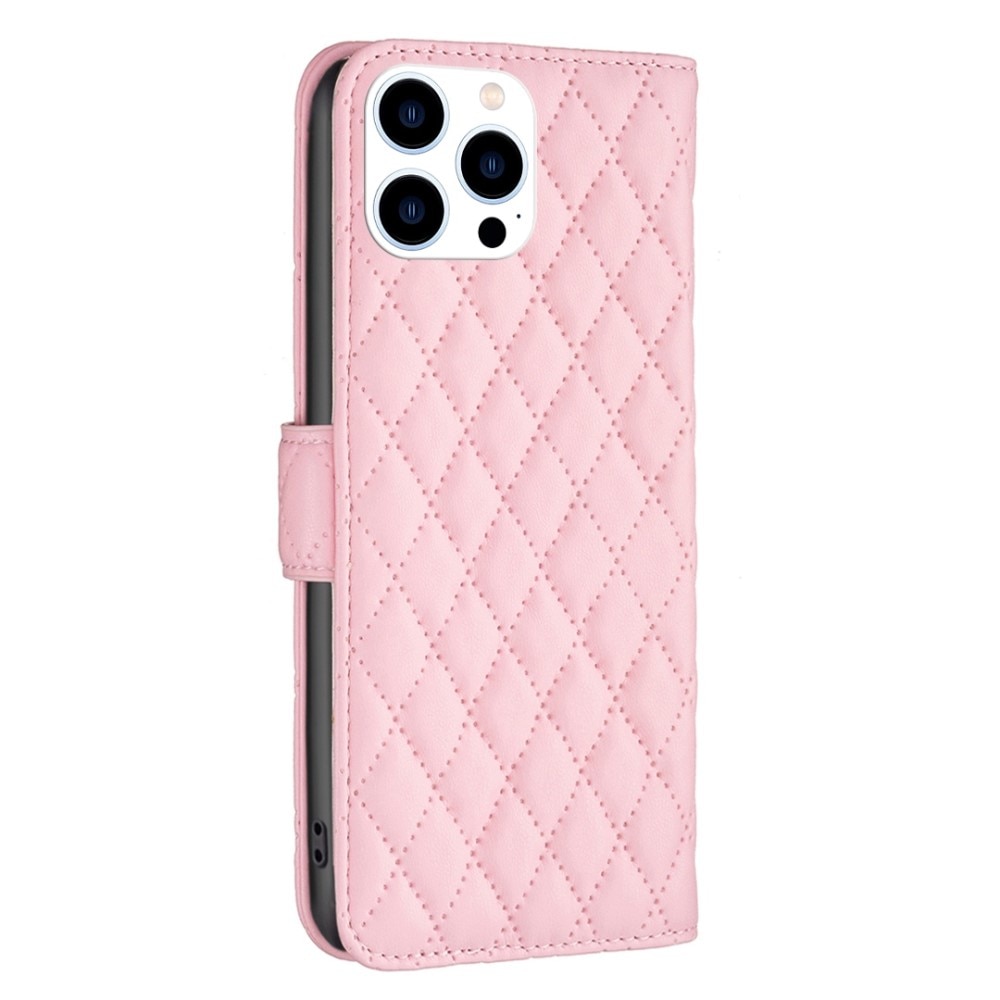 Lommebokdeksel iPhone 14 Pro Quilted rosa