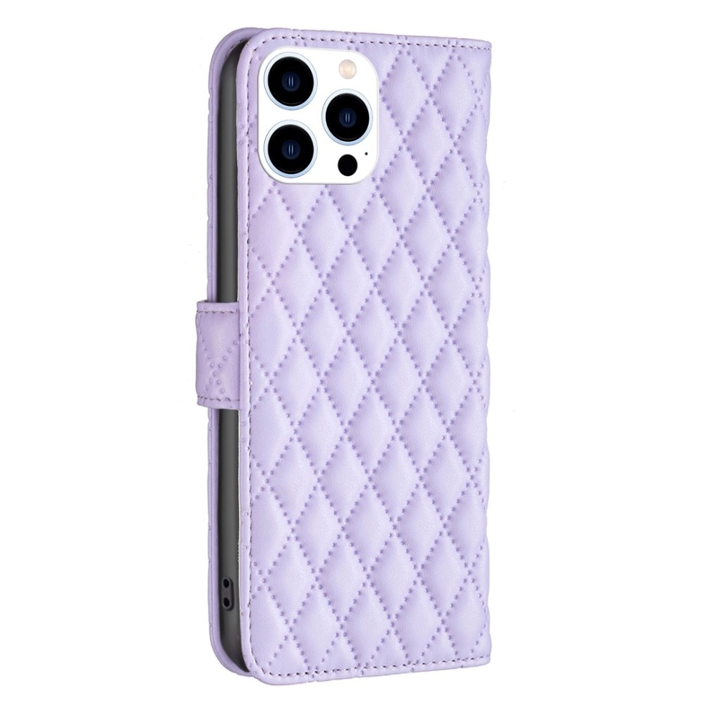 Lommebokdeksel iPhone 14 Pro Quilted lilla