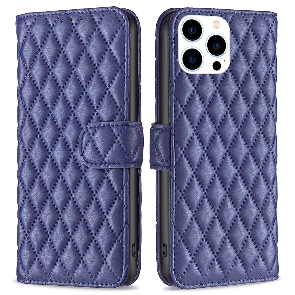 Lommebokdeksel iPhone 14 Pro Quilted blå