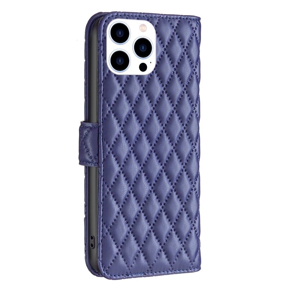 Lommebokdeksel iPhone 14 Pro Quilted blå