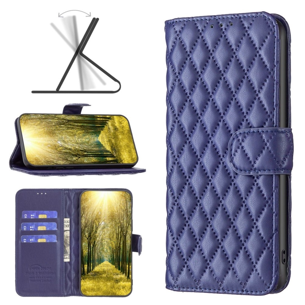 Lommebokdeksel iPhone 14 Pro Quilted blå