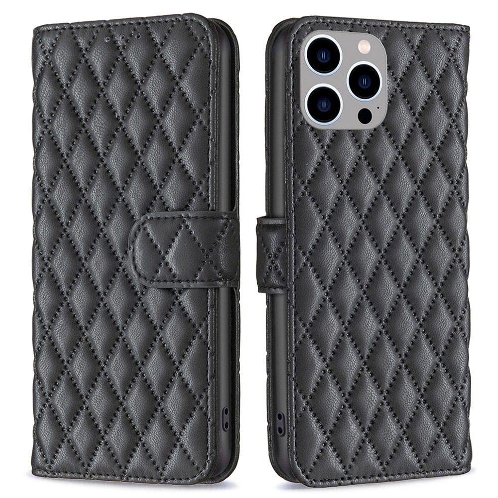 Lommebokdeksel iPhone 14 Pro Max Quilted svart