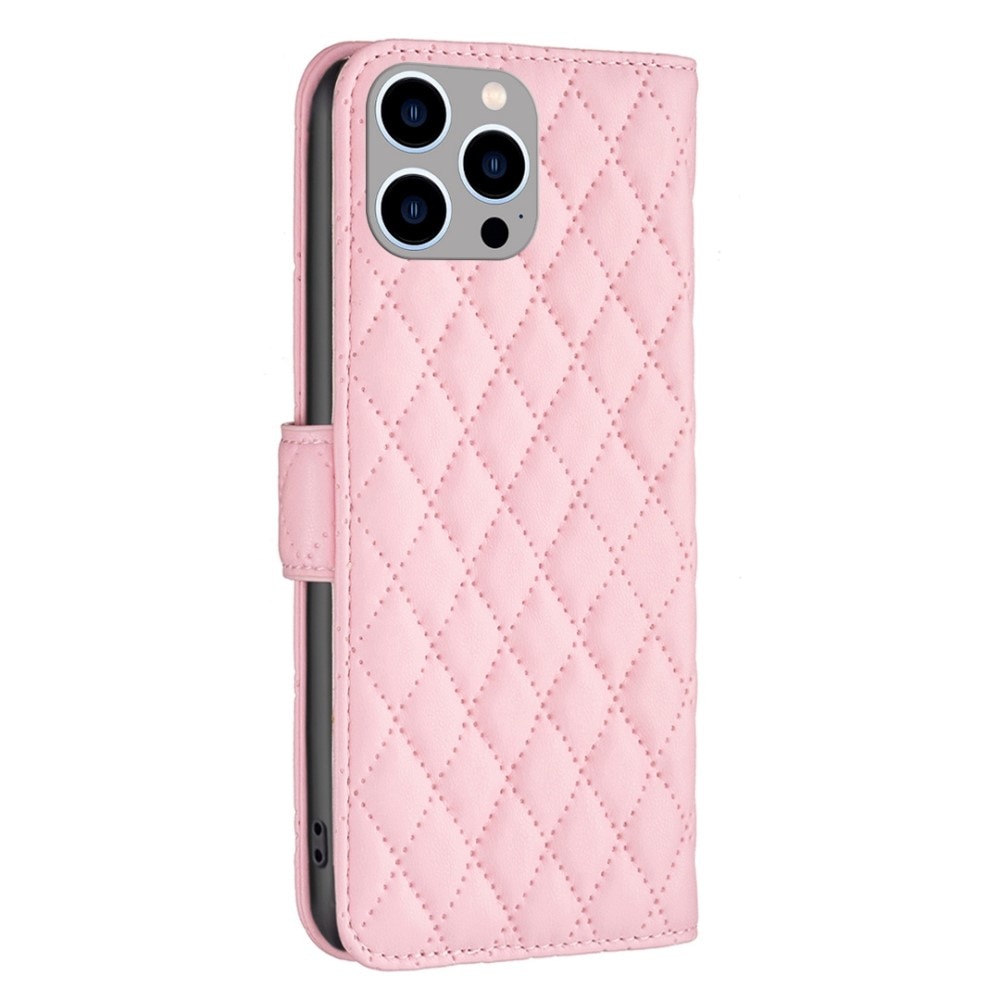 Lommebokdeksel iPhone 14 Pro Max Quilted rosa