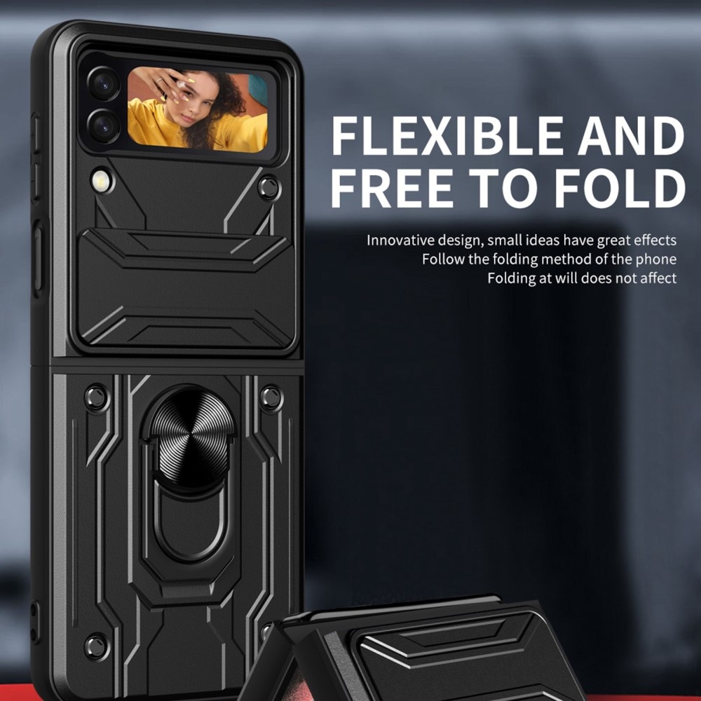Hybriddeksel Tech Ring+Kamerabeskyttelse Samsung Galaxy Z Flip 4 svart