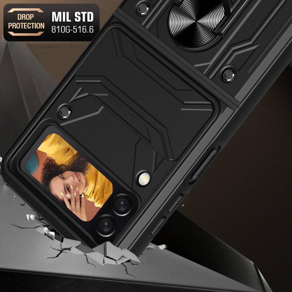 Hybriddeksel Tech Ring+Kamerabeskyttelse Samsung Galaxy Z Flip 4 svart