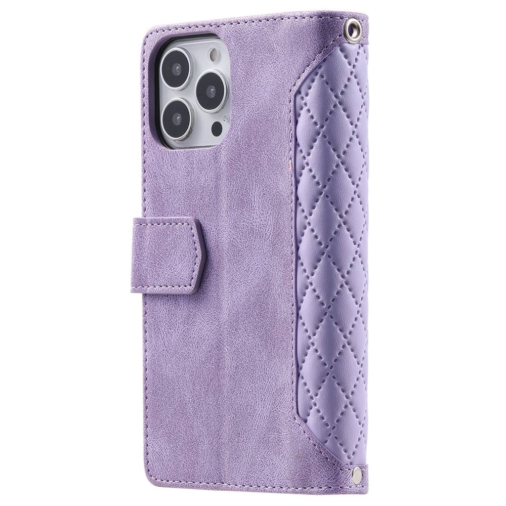 Lommebokveske iPhone 13 Pro Quilted Lilla